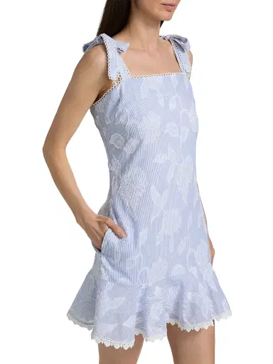 Generation Love Women's Darcey Floral Stripe Minidress - Light Blue White | Thumbnail 4