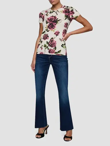 L'Agence Women's Ressi Short-Sleeve Rose T-Shirt - Ecru Romantic Rose - Size Large | Thumbnail 2