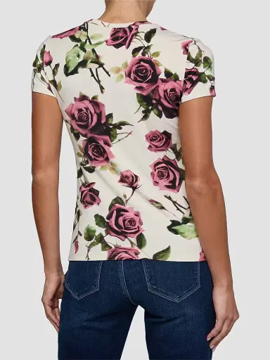 L'Agence Women's Ressi Short-Sleeve Rose T-Shirt - Ecru Romantic Rose - Size Large | Thumbnail 3