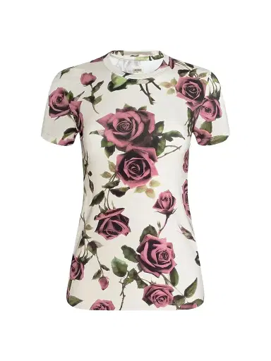 L'Agence Women's Ressi Short-Sleeve Rose T-Shirt - Ecru Romantic Rose - Size Large | Thumbnail 1