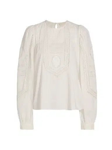 Ulla Johnson Women's Marlowe Open-Work Cotton Top - Pristine | Thumbnail 1 Ulla Johnson Women's Marlowe Open-Work Cotton Top - Pristine | Thumbnail 1