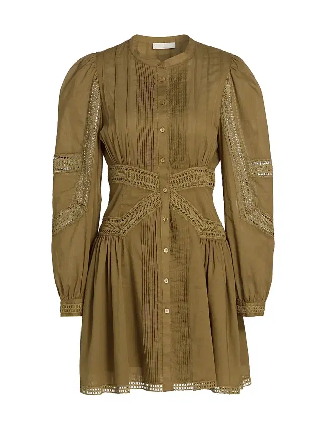 Women's Elysia Laced Cotton A-Line Minidress - Lichen