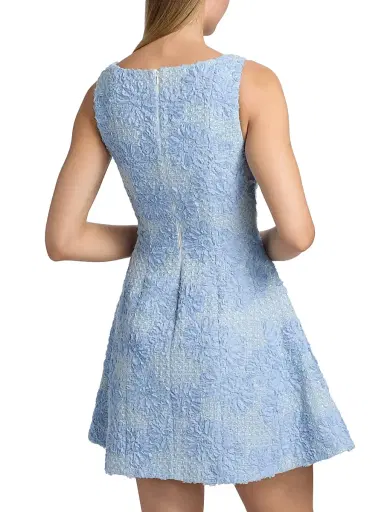 Milly Women's Minna Flower Appliqué Tweed Minidress - Light Blue | Thumbnail 5 Milly Women's Minna Flower Appliqué Tweed Minidress - Light Blue | Thumbnail 5