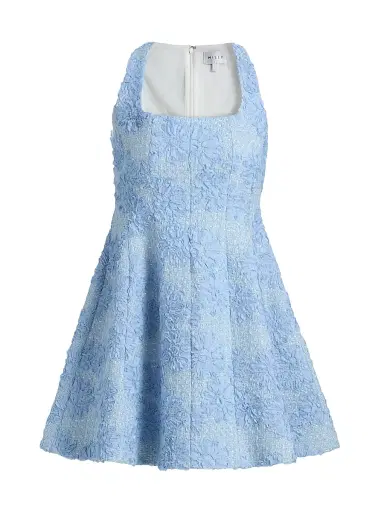 Milly Women's Minna Flower Appliqué Tweed Minidress - Light Blue | Thumbnail 1 Milly Women's Minna Flower Appliqué Tweed Minidress - Light Blue | Thumbnail 1