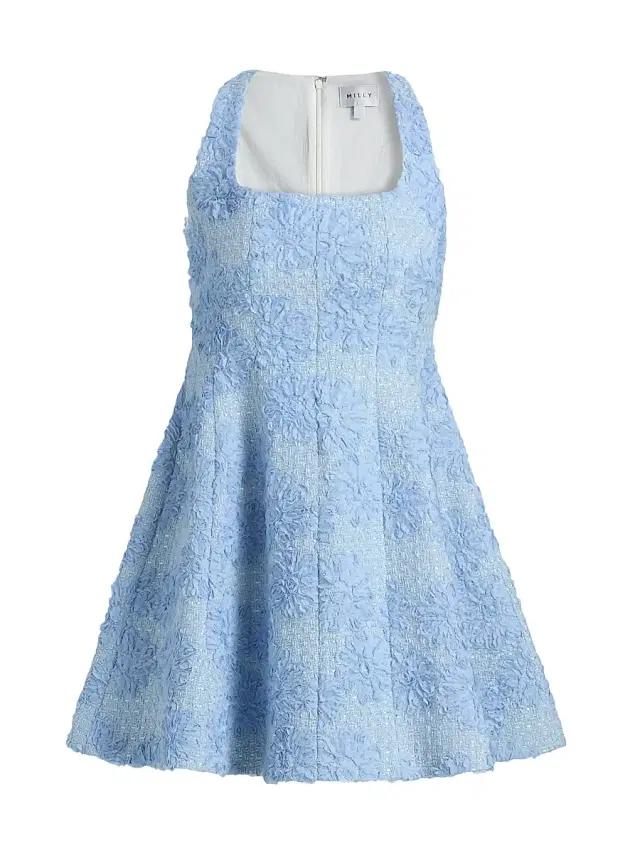 Milly Women's Minna Flower Appliqué Tweed Minidress - Light Blue
