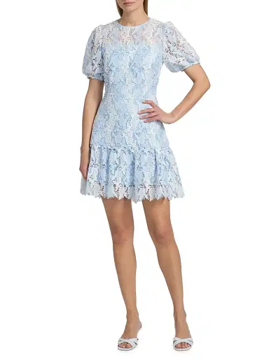 Milly Women's Yasmin Butterfly Lace Minidress - White Blue - Size 12 | Thumbnail 2 Milly Women's Yasmin Butterfly Lace Minidress - White Blue - Size 12 | Thumbnail 2