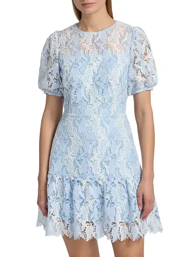 Milly Women's Yasmin Butterfly Lace Minidress - White Blue - Size 12 | Thumbnail 3 Milly Women's Yasmin Butterfly Lace Minidress - White Blue - Size 12 | Thumbnail 3