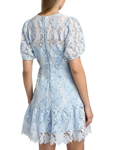 Milly Women's Yasmin Butterfly Lace Minidress - White Blue - Size 12 | Thumbnail 5 Milly Women's Yasmin Butterfly Lace Minidress - White Blue - Size 12 | Thumbnail 5