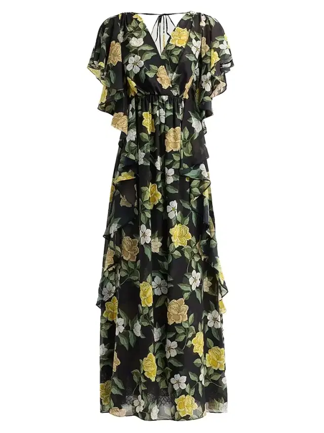 Ungaro Women's Sylvie Chiffon Ruffle Gown - Black Multi