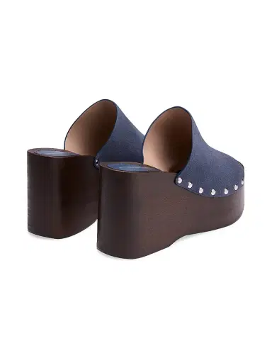 Stuart Weitzman Women's Kate 100MM Studded Suede Clogs - Stormy Blue - Size 9.5 | Thumbnail 3