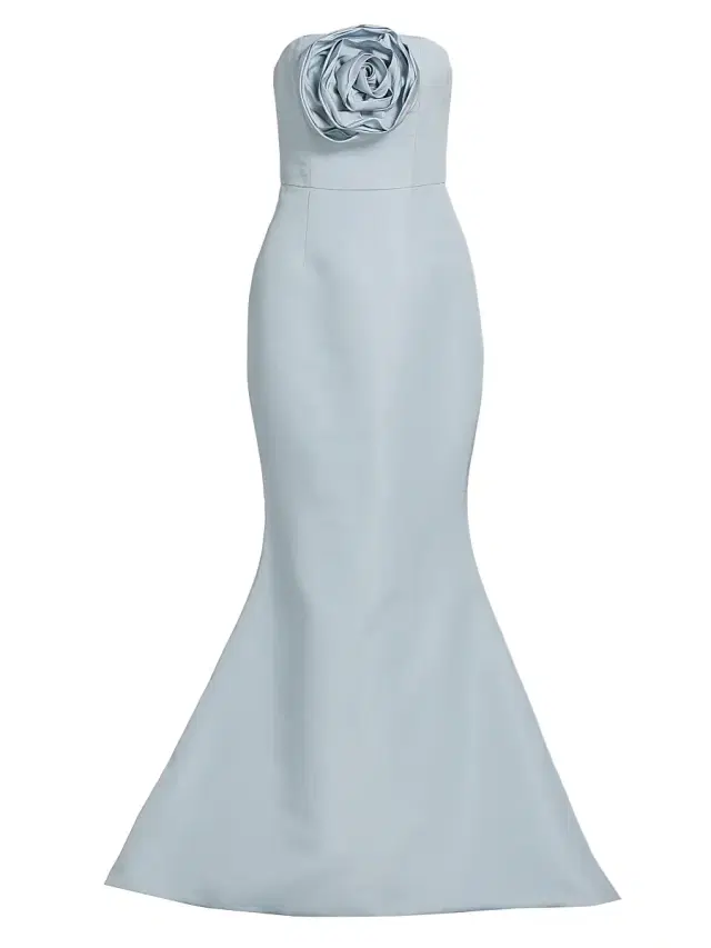 Alexia María Women's Barbara Silk Faille Bandeau Mermaid Gown - Blue