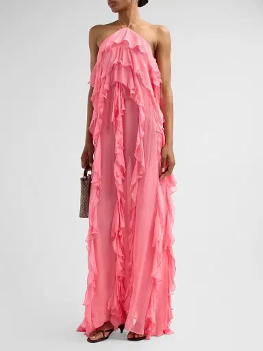 Ronny Kobo Women's Liora Ruffled Halter Dress | Thumbnail 3 Ronny Kobo Women's Liora Ruffled Halter Dress | Thumbnail 3