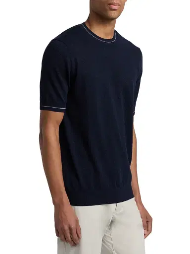 Saks Fifth Avenue Men's Bouclé Crewneck Top - Navy | Thumbnail 4 Saks Fifth Avenue Men's Bouclé Crewneck Top - Navy | Thumbnail 4