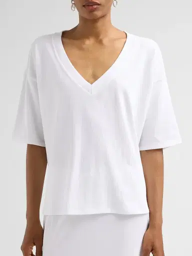 Jamie Haller Women's The V Cotton T-Shirt - White | Thumbnail 5 Jamie Haller Women's The V Cotton T-Shirt - White | Thumbnail 5