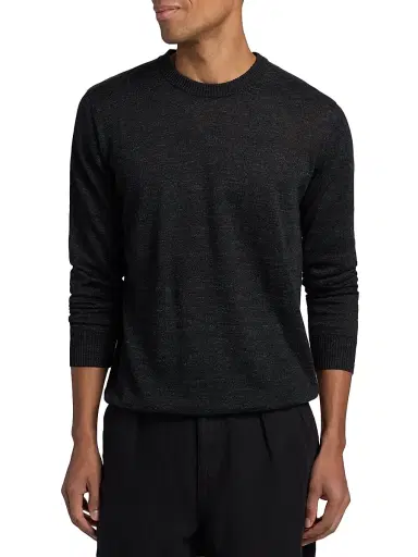 Saks Fifth Avenue Men's Linen-Blend Sweater - Black | Thumbnail 3 Saks Fifth Avenue Men's Linen-Blend Sweater - Black | Thumbnail 3