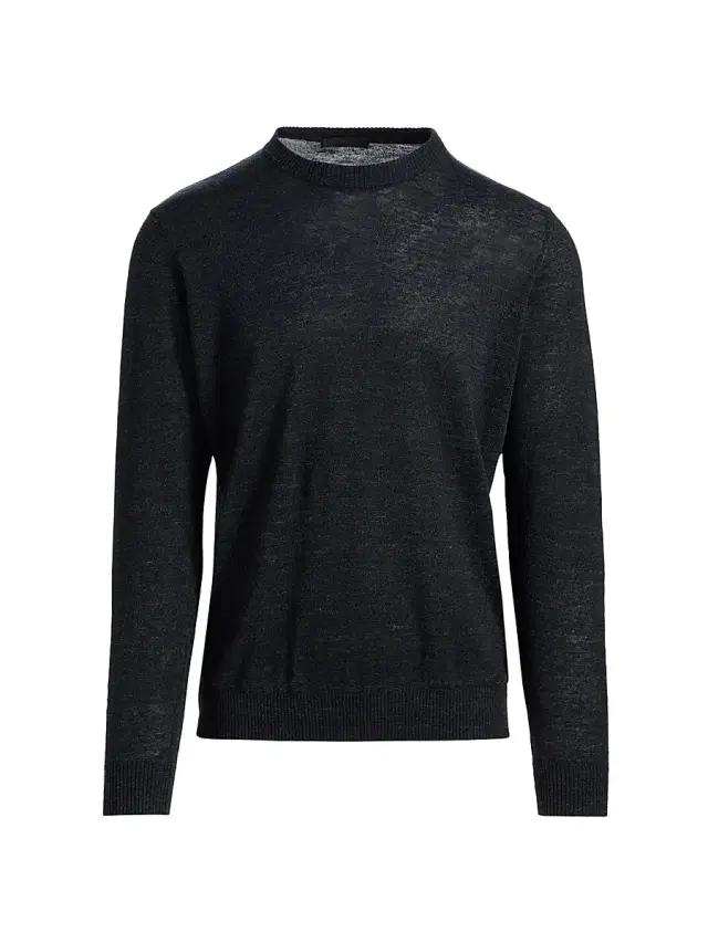 Men's Linen-Blend Sweater - Black