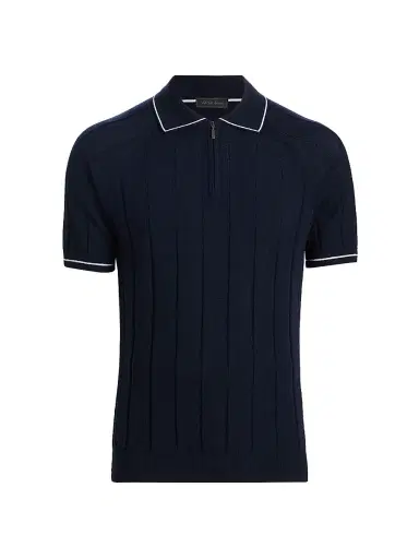 Saks Fifth Avenue Men's Terry Rib-Knit Zip Polo Shirt - Navy - Size XXL | Thumbnail 1 Saks Fifth Avenue Men's Terry Rib-Knit Zip Polo Shirt - Navy - Size XXL | Thumbnail 1