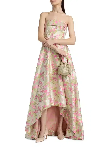 THEIA Women's Sylvana Floral Jacquard High-Low Gown - Blushberry Mint - Size 16 | Thumbnail 2 THEIA Women's Sylvana Floral Jacquard High-Low Gown - Blushberry Mint - Size 16 | Thumbnail 2
