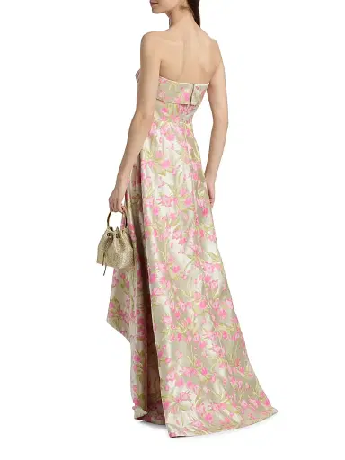 THEIA Women's Sylvana Floral Jacquard High-Low Gown - Blushberry Mint - Size 16 | Thumbnail 5 THEIA Women's Sylvana Floral Jacquard High-Low Gown - Blushberry Mint - Size 16 | Thumbnail 5