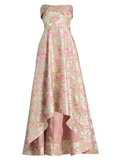 THEIA Women's Sylvana Floral Jacquard High-Low Gown - Blushberry Mint - Size 16 | Thumbnail 1 THEIA Women's Sylvana Floral Jacquard High-Low Gown - Blushberry Mint - Size 16 | Thumbnail 1