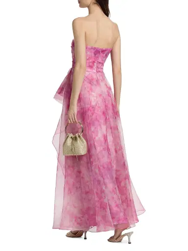 THEIA Women's Fahreta Strapless Gown - Blushberry Wildflowers - Size 16 | Thumbnail 5
