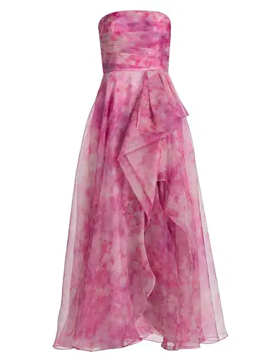 THEIA Women's Fahreta Strapless Gown - Blushberry Wildflowers - Size 16 | Thumbnail 1