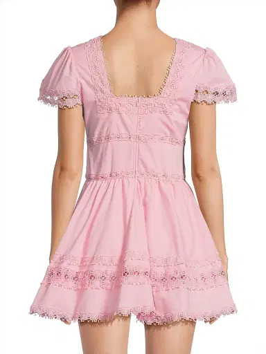 Peixoto Women's Piper Lace-Trimmed Cotton Minidress - Proper Pink - Size Large | Thumbnail 5 Peixoto Women's Piper Lace-Trimmed Cotton Minidress - Proper Pink - Size Large | Thumbnail 5