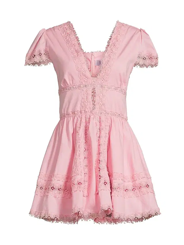 Peixoto Women's Piper Lace-Trimmed Cotton Minidress - Proper Pink