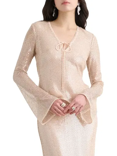 Toccin Women's Zuri Sequin Flare Sleeve Top | Thumbnail 3 Toccin Women's Zuri Sequin Flare Sleeve Top | Thumbnail 3
