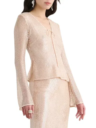 Toccin Women's Zuri Sequin Flare Sleeve Top | Thumbnail 4 Toccin Women's Zuri Sequin Flare Sleeve Top | Thumbnail 4