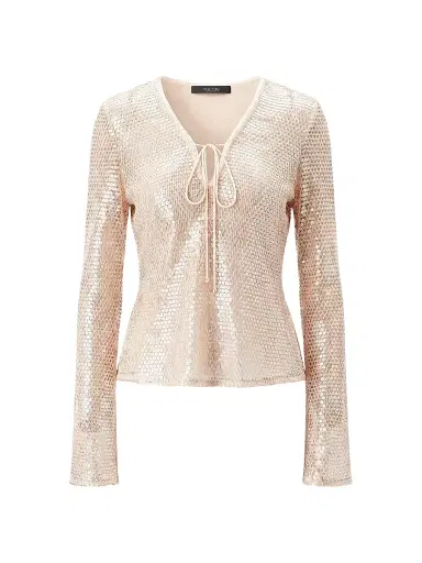 Toccin Women's Zuri Sequin Flare Sleeve Top | Thumbnail 1 Toccin Women's Zuri Sequin Flare Sleeve Top | Thumbnail 1