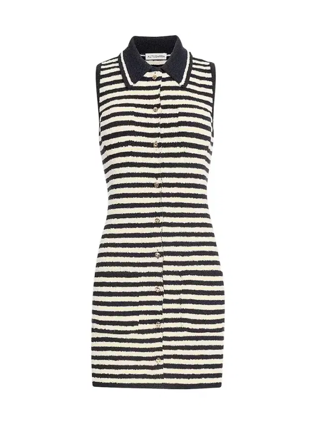 Altuzarra Women's Mamie Striped Cotton-Blend Mini Shirtdress - Black