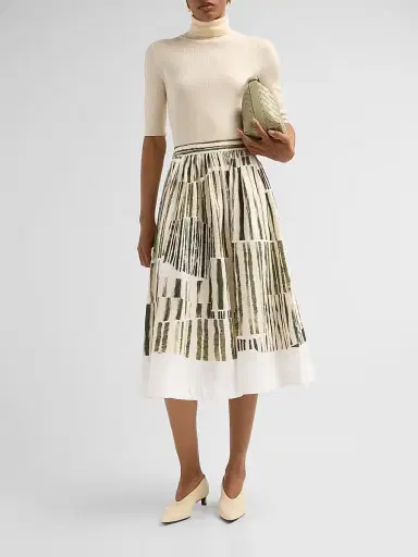 Jason Wu Collection Women's Stripe Collage Stretch-Cotton Midi Skirt | Thumbnail 2