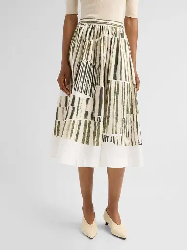 Jason Wu Collection Women's Stripe Collage Stretch-Cotton Midi Skirt | Thumbnail 4