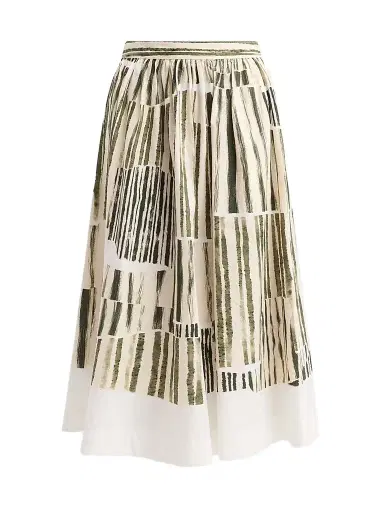 Jason Wu Collection Women's Stripe Collage Stretch-Cotton Midi Skirt | Thumbnail 1