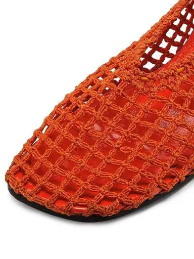 Proenza Schouler Women's Slant Crochet Ballet Flats - Flame - Size 11 | Thumbnail 6