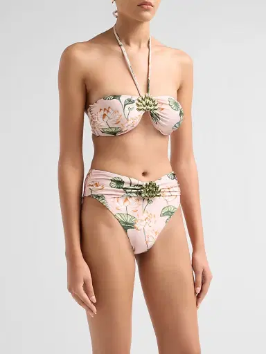 PatBo Women's Lotus Bandeau-Style Bikini Top - Light Pink - Size XS | Thumbnail 4