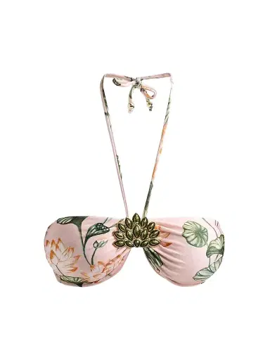 PatBo Women's Lotus Bandeau-Style Bikini Top - Light Pink - Size XS | Thumbnail 1