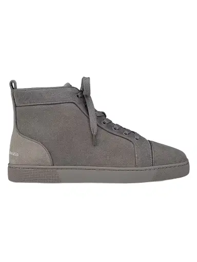 Christian Louboutin Men's Louis Canopy Suede High-Top Sneakers - Phantom Grey - Size 15 | Thumbnail 1 Christian Louboutin Men's Louis Canopy Suede High-Top Sneakers - Phantom Grey - Size 15 | Thumbnail 1