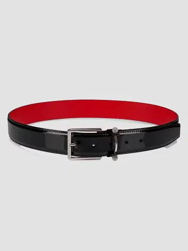 Christian Louboutin Men's Chambeliss Patent Leather Belt - Black - Size 42 | Thumbnail 2