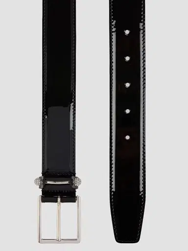 Christian Louboutin Men's Chambeliss Patent Leather Belt - Black - Size 42 | Thumbnail 3