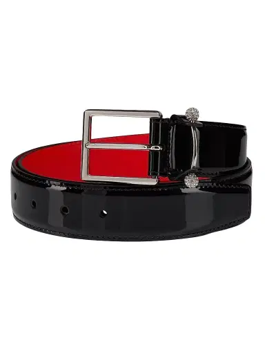 Christian Louboutin Men's Chambeliss Patent Leather Belt - Black - Size 42 | Thumbnail 1