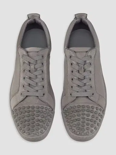 Christian Louboutin Men's Louis Jr Spikes Canopy Suede Sneakers - Phantom Grey - Size 12.5 | Thumbnail 4 Christian Louboutin Men's Louis Jr Spikes Canopy Suede Sneakers - Phantom Grey - Size 12.5 | Thumbnail 4