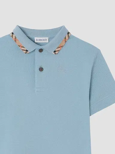 Burberry Baby Boy's, Little Boy's & Boy's Check-Trimmed Polo Shirt - Misty Blue - Size 6 Months | Thumbnail 3 Burberry Baby Boy's, Little Boy's & Boy's Check-Trimmed Polo Shirt - Misty Blue - Size 6 Months | Thumbnail 3