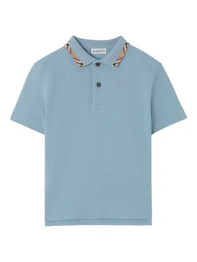 Burberry Baby Boy's, Little Boy's & Boy's Check-Trimmed Polo Shirt - Misty Blue - Size 6 Months | Thumbnail 1 Burberry Baby Boy's, Little Boy's & Boy's Check-Trimmed Polo Shirt - Misty Blue - Size 6 Months | Thumbnail 1