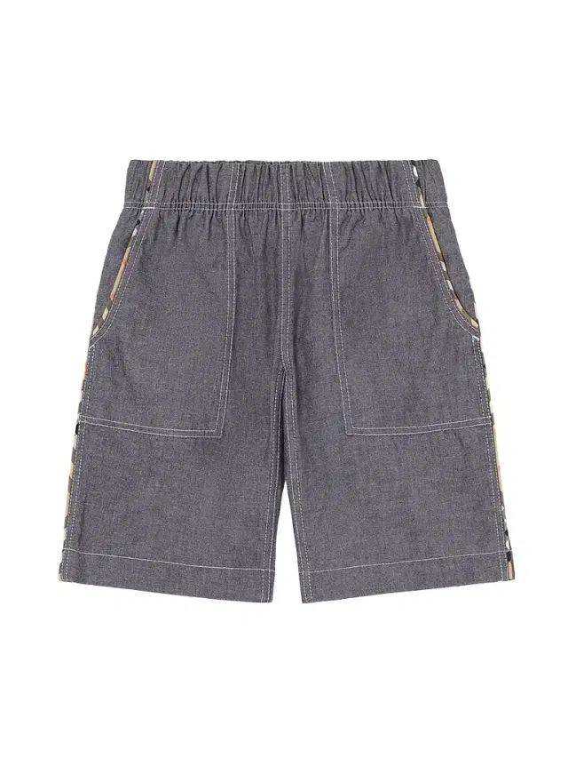 Burberry Little Boy's & Boy's Check-Trimmed Cotton Shorts - Damson Blue Melange