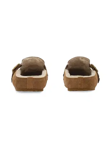 Burberry Women's Urchin Check Shearling Lined Suede Clogs - Jute | Thumbnail 3