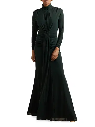 Reiss Women's Danni Ruched Jersey Maxi Dress - Dark Green | Thumbnail 2