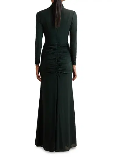 Reiss Women's Danni Ruched Jersey Maxi Dress - Dark Green | Thumbnail 4