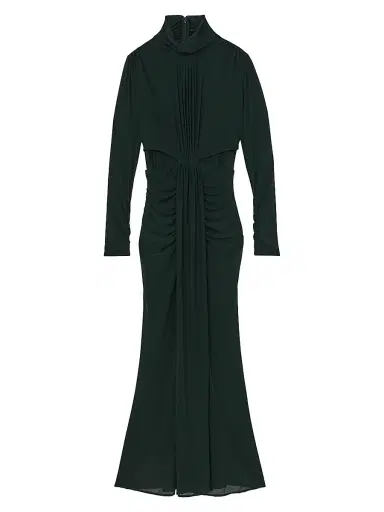 Reiss Women's Danni Ruched Jersey Maxi Dress - Dark Green | Thumbnail 1